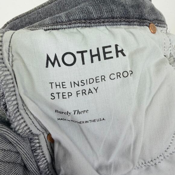 MOTHER Jeans The Insider Crop Step Fray 26 Gray Barely There Distressed Raw Hem - Picture 5 of 14